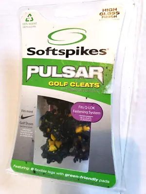 Softspikes PULSAR Q-Lok Golf Cleats SOFT SPIKES 18 High Gloss Black Yellow QFIT • $18.99