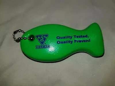 Vintage NOS Floating Key Chain KSSG Marine Green Fish Shaped Boat Water • $10