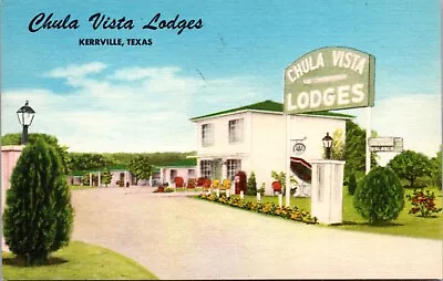 Linen Postcard Chula Vista Lodges In Kerrville Texas • $6