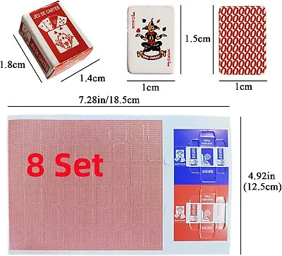 8 Set Super Mini Playing Cards Miniture Plastic Coated Tiny Poker Card Deck • $7.69