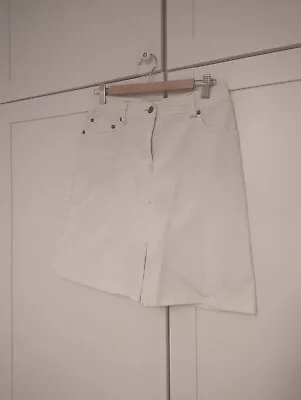 BODEN White Denim Skirt Size UK 8 S Sumer Spring Holiday *flaws* • £7.95