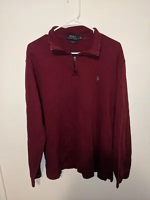 Polo Ralph Lauren Sweatshirt Mens Large Estate Rib Quarter Zip Red • $9