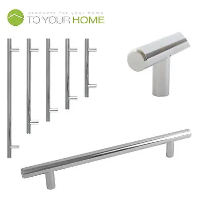 Chrome 128mm T-Bar Handle Furniture Cupboard Cabinet Door Stainless Steel • £2.42