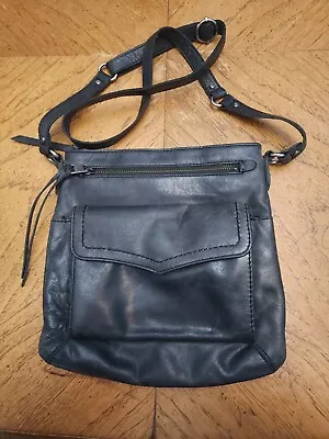 The Sak Ventura Black Vintage Leather Crossbody Bag Womens Organizer Flap Purse  • $19.99