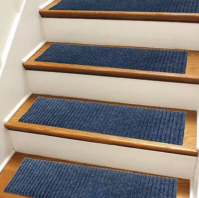 Custom Size Out/Indoor Navy Washable Non Slip Stair Treads Set Of 13 • $50.99