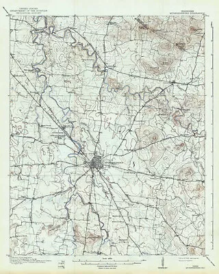 1916 Topo Map Of Murfreesboro Tennessee Quadrangle • $50