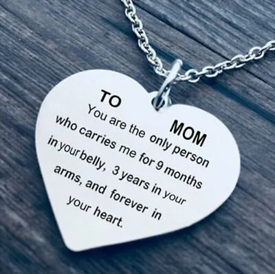 TO MOM Heart Lettering Pendant Necklace Chain Charm Mothers Day Gifts Jewelry • $1.30