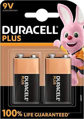 2 X Duracell 9V PP3 Plus Power Batteries Smoke Alarm LR22 MN1604 Long Lasting • £5.99