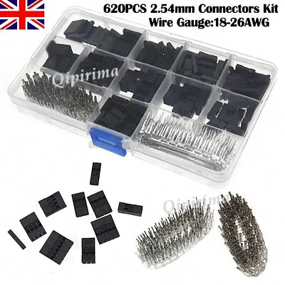 620pcs Dupont Connectors 2.54mm Single & Double Row Header Housing Male Female • £6.99