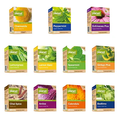 Planet Organic Herbal Teas 25 Teabags Tea Bags 55 Flavours To Choose From • $5.36