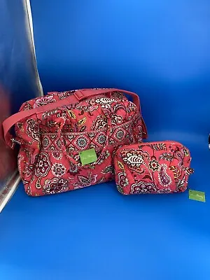 NWT Lot Of 2 VERA BRADLEY Call Me Coral Weekender And Large Cosmetic • $79.95