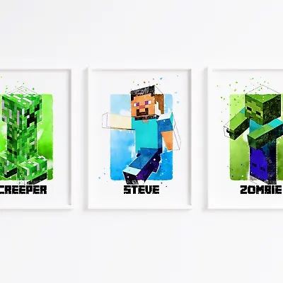 Minecraft Character Art Posters/Prints Kids Gaming Bedroom Wall Art Gift • £4.99