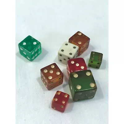 Vintage Dice Lot 8 Pieces Red White Green Dice Bakelite Mixed Lot Sizes • $30