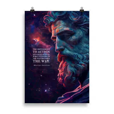 Marcus Aurelius Poster - The Impediment To Action Advances Action | Stoicism • $22