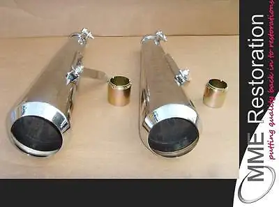 Pair Of Universal Short Race Megaphone Exhaust Silencer To Suit Cafe Racer • £109