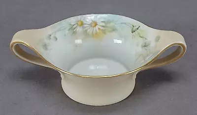T&V Limoges Hand Painted White Daisies & Gold Handled Bowl Circa 1892-1907 • $50