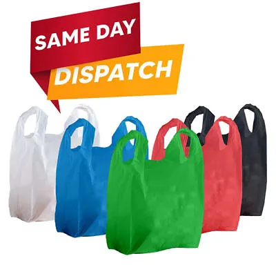 Plastic Carrier Bags Strong Vest Shopping Supermarket Takeaway [all Size] • £6.99