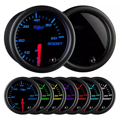 GlowShift 52mm Tinted Diesel Truck Boost 60 PSI Gauge W. 7 LED Colors • $48.99