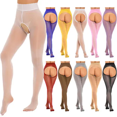 Women's Oil Silk Sheer Pantyhose Hollow Out Suspender Tights Thigh High Hosiery • $8.36