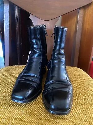 Florsheim Vintage 60/70s Ankle Square Toe Zip Black Beatle Boots Men 7D • $68