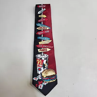 Vintage 1994 McDonalds Collection Graphic Tie Mens Black Red • $17.44