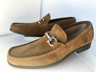 New Salvatore Ferragamo Grandioso Shoes Size 9 E Brown Suede Loafers • $579.99