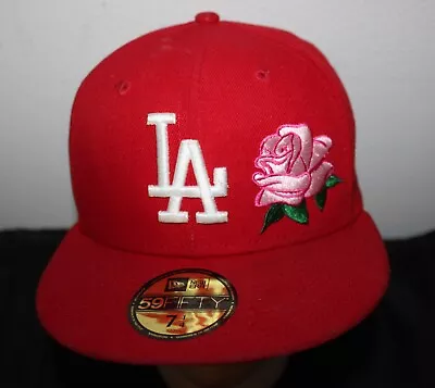 LA Hat Cap With Rose Adjustable Snapback By New Era 59 Red 7 1/4 • $19.99