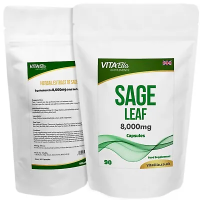 Sage Leaf | 8000mg  Capsules | Powerful Formula | Best Value On Ebay • £6.09