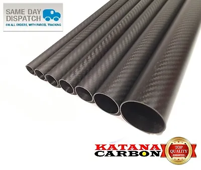 Matt 1 X OD 27mm X ID 25mm X 1000mm (1 M) 3k Carbon Fiber Tube (Roll Wrapped) • £23.40