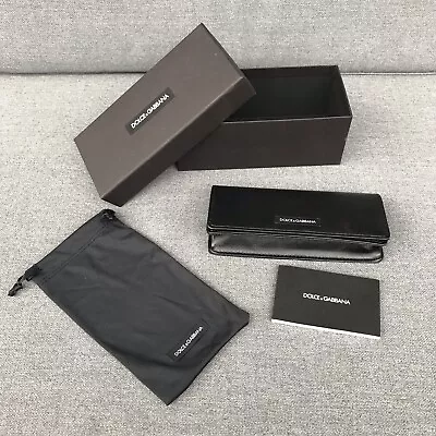 Dolce & Gabbana Sunglass Case With Box Soft Black Leather Eyeglass Case L • $26.52