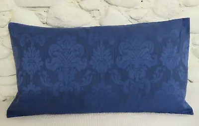 Long Cushion Cover Royal Blue Navy  Cotton  Damask 67cm X 37cm. • £4.99