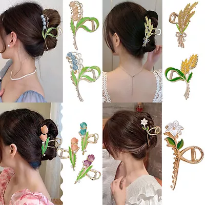 Elegant Tulip Hair Clips Claw For Womens Girls Metal Flower Hair Crab Barrettes√ • £3.61