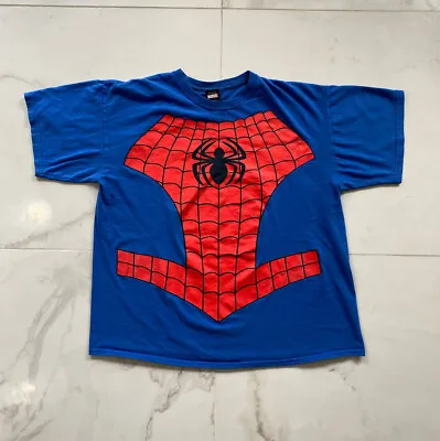 Mad Engine Marvel Spiderman Comic Costume Blue T-Shirt Sz XL Mega 2000s • $21.99