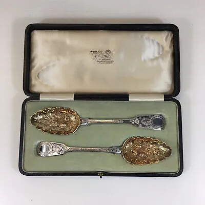 £379 • Buy Antique 1794 & 1833 Matched Pair Solid Silver Berry Spoons London 22.5cm Long 