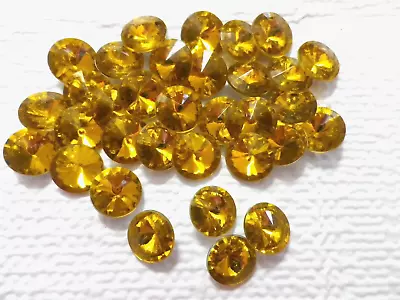 32 Pcs Acrylic Pointed Back Chaton Rivoli Beads Topaz 12mm Foiled • $3.50