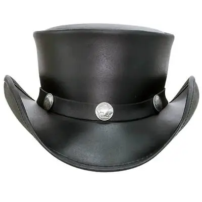 Leather Top Hat Steampunk Buffalo Band El Dorado Hat Handmade Leather Top Hat • $69.99