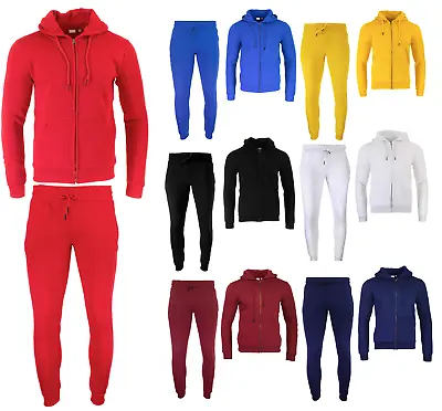 Men Zip Up Fleece Jogging Set GYM Soft Cotton Texture Fleece Sweatsuit 20 COLORS • $24.99