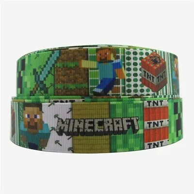 1 Metre Minecraft Ribbon Size Inch Hair Bows Headbands Card Making Cake Crafts • £0.99