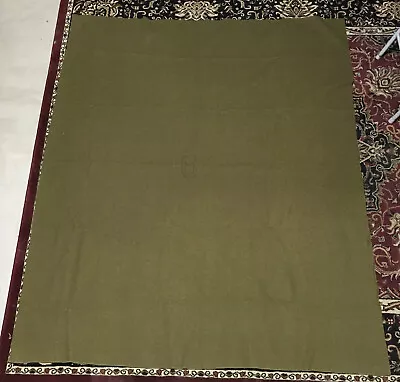 Vintage Military Army Wool Blanket Olive Drab Green 64” X 78” “US” USA America • $59.95