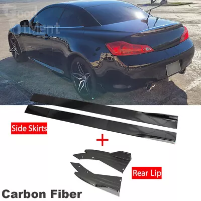 For Infiniti G37 G35 M35 Coupe Carbon Fiber Side Skirts + Rear Bumper Lip Wing • $139.11