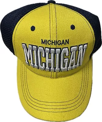 State Of Michigan Hat/Cap Navy/Yellow Color Adjustable Size Mesh At Back • $9.99