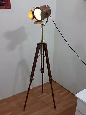 Antique Look Searchlight With Tripod Stand Spot Light Studio Floor Lamp • $332.64