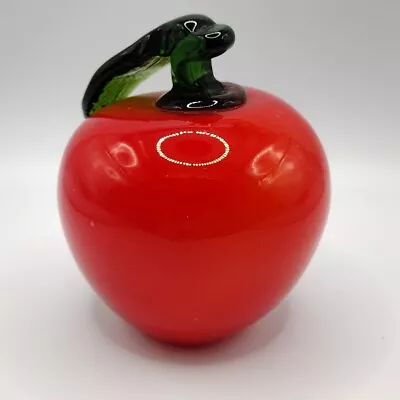  Beautiful Vintage Murano Style Hand Blown Art Glass Red Apple  • $7.99