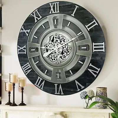 The Gears Clock 36'' Inch Real Moving Gear Wall Clock England Line Vintage Black • $350.99