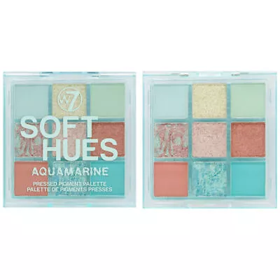 W7 Cosmetics Soft Hues Eyeshadow Palette - Aquamarine Powder Shimmer Matte Eyes • £4.69