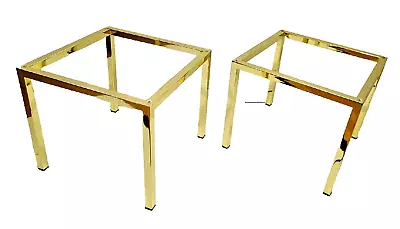 PAIR Vtg 1970's Brass CUBE ACCENT Table BASES Milo Baughman Mid Century Modern • $499