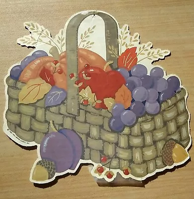 Vintage 1980s Hallmark Die Cut Thanksgiving Carboard Decor Pumpkin Fruit Basket • $9