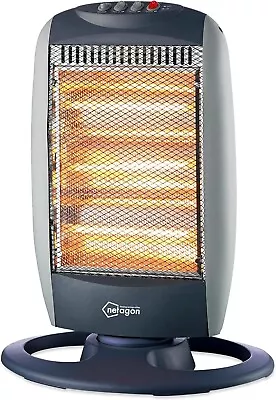 Halogen Heater Upright Flat Portable Electric Fan Heater 3 Bar Heat Mode 1200W • £19.99