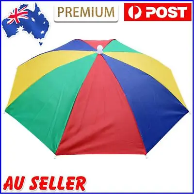 $10.09 • Buy Foldable Umbrella Hat Outdoor Fishing Hiking Sunshade Cap (Watermelon Red) AU