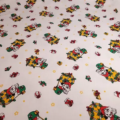 Vintage Disney Christmas Fabric 1.5 Yards Peter Pan Fabrics Mickey Mouse 55 X 60 • $25.50